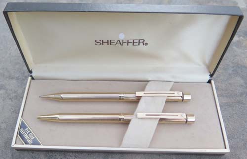 SHEAFFER TARGA BALLPOINT and PENCIL SET, GOLD PLATED, NEW OLD STOCK.